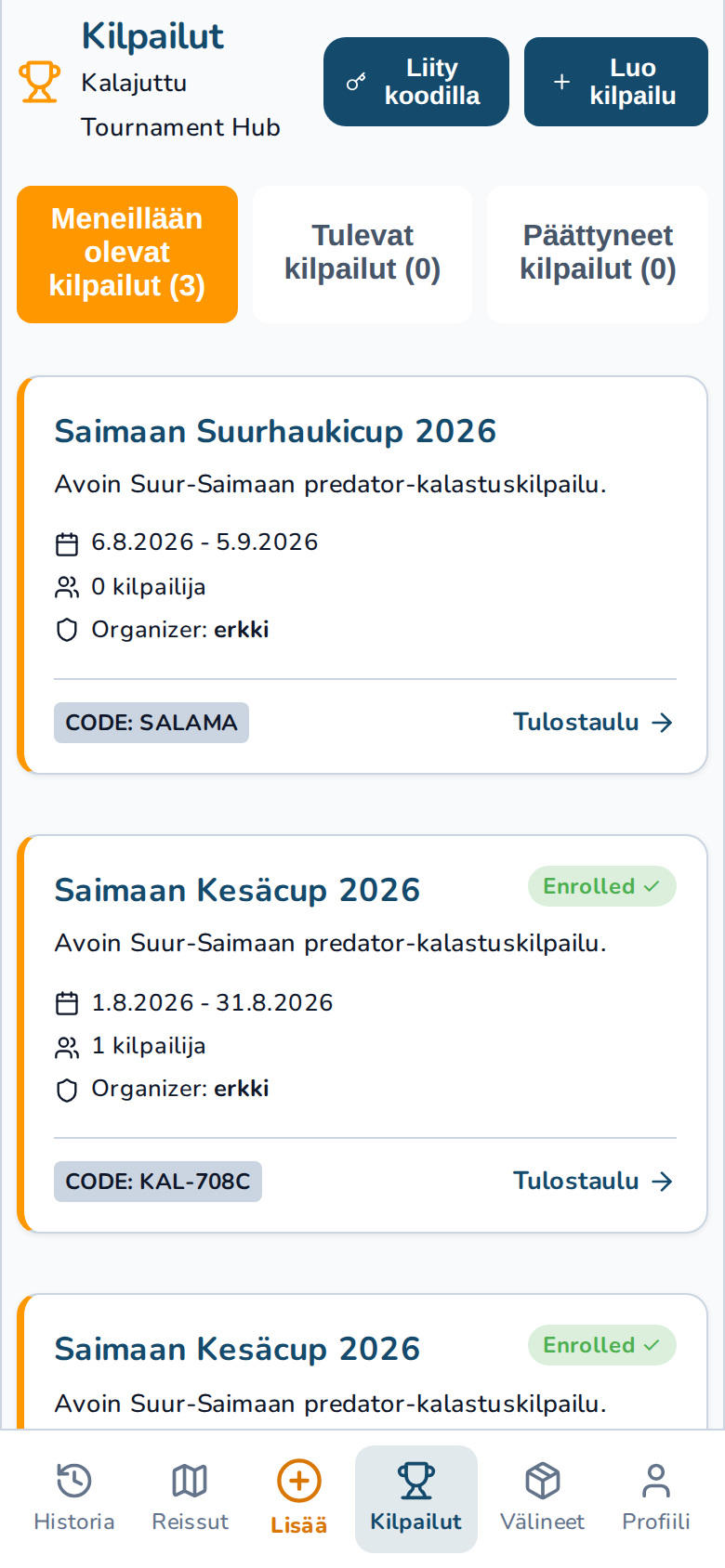 Kalastuskilpailut turnaukset